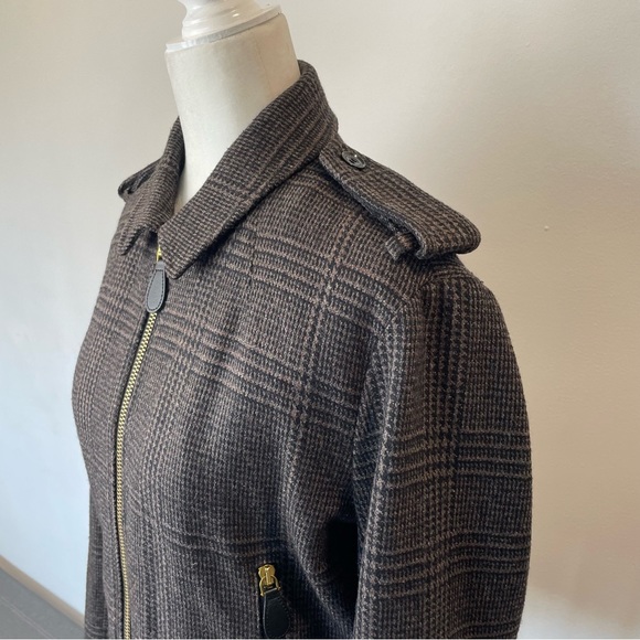 Burberry Brit Wool Blend Glen Check Bomber Jacket Authentic Women’s Size 14 - Picture 10 of 12